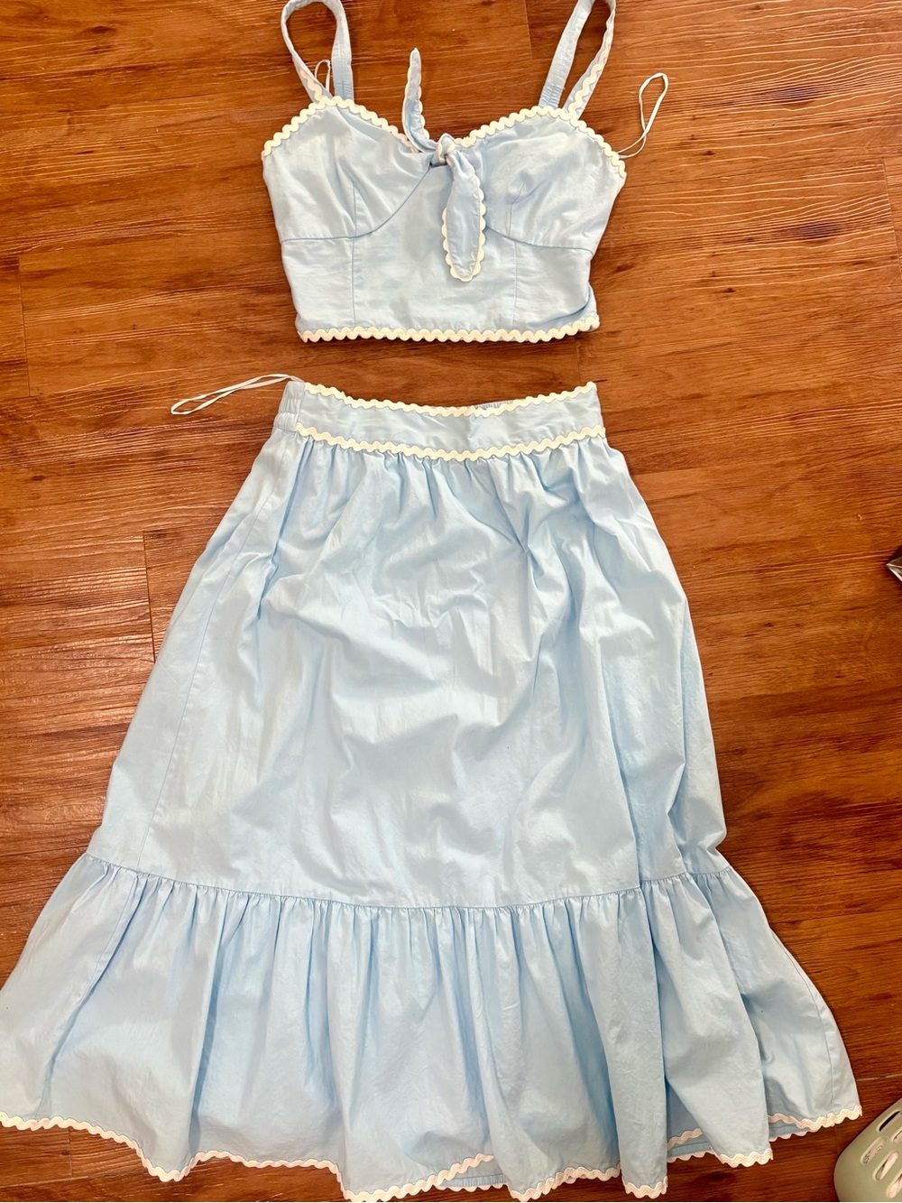 Light Blue Ruffle Midi Skirt - Women's Skirt